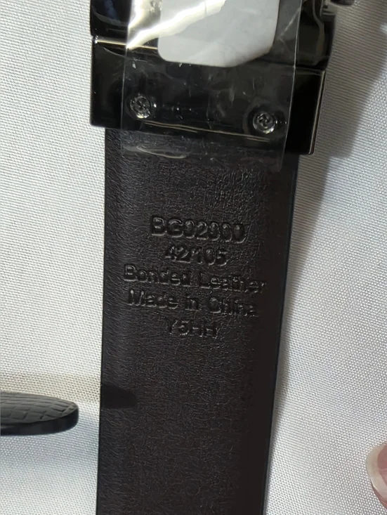 Grand Slam Black Mens Size 42 Textured Leather Belt with Silver Tone - Picture 4 of 7